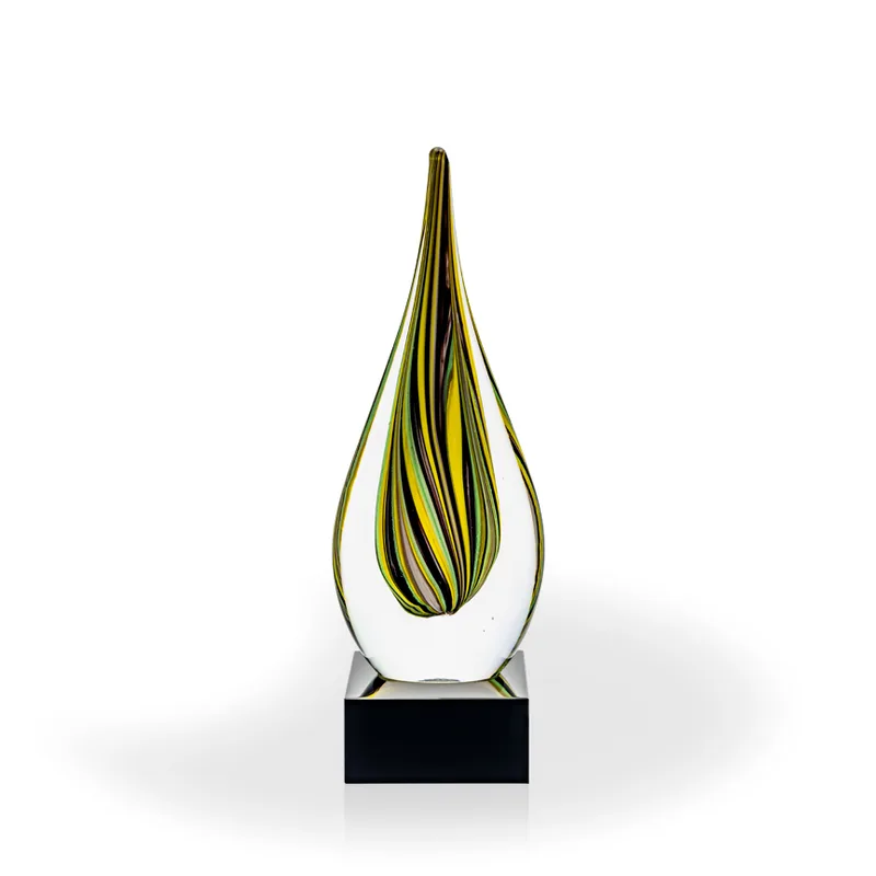 Linden Flame Art Glass Award - Black Square Base view 2