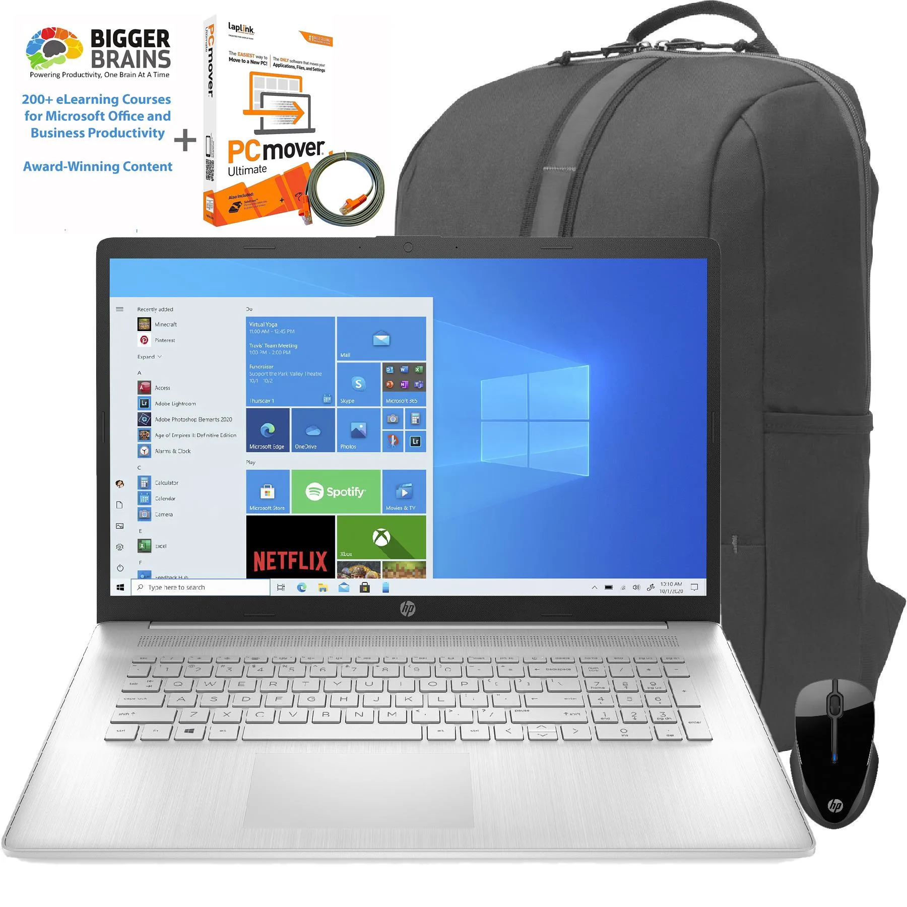 Hewlett Packard 14" Amd Notebook, Backpack And Wireless Mouse