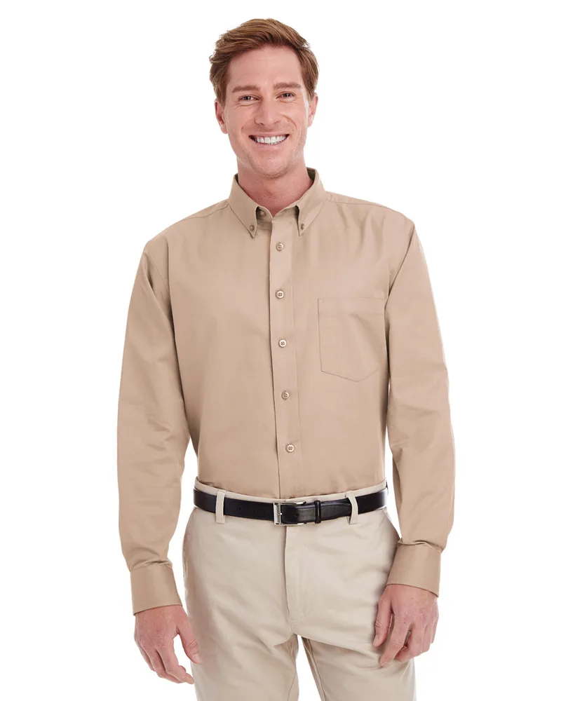 Harriton Men's Foundation Cotton Long-Sleeve Twill Shirt with Teflon™ view 5