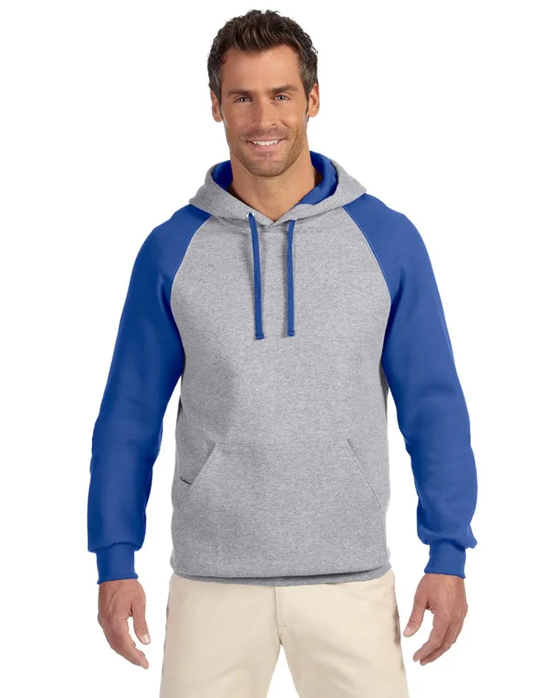 Jerzees Adult NuBlend® Colorblock Raglan Pullover Hooded Sweatshirt view 3