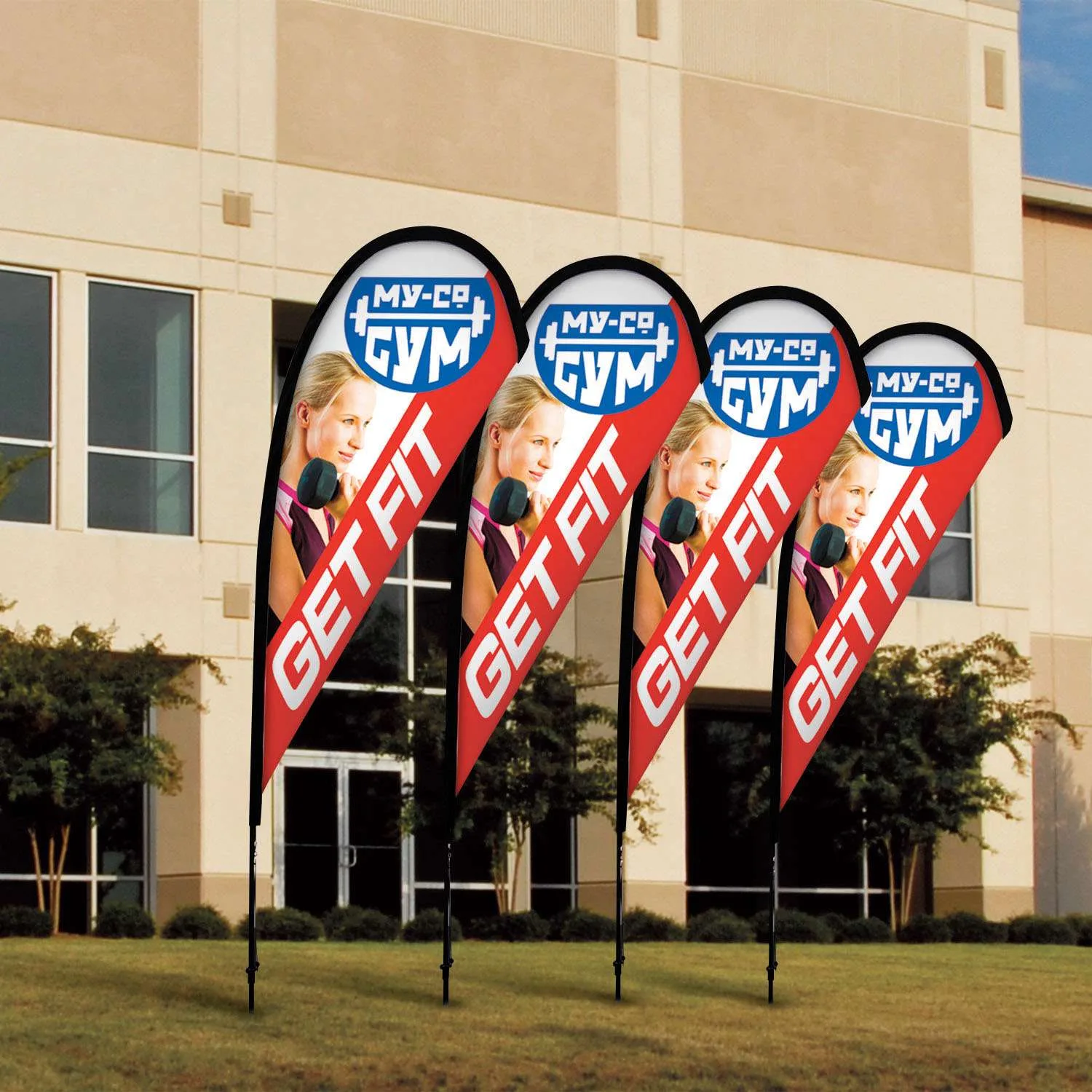 8' Premium Teardrop Sail Sign Flag, 1-Sided, Ground Spike view 7