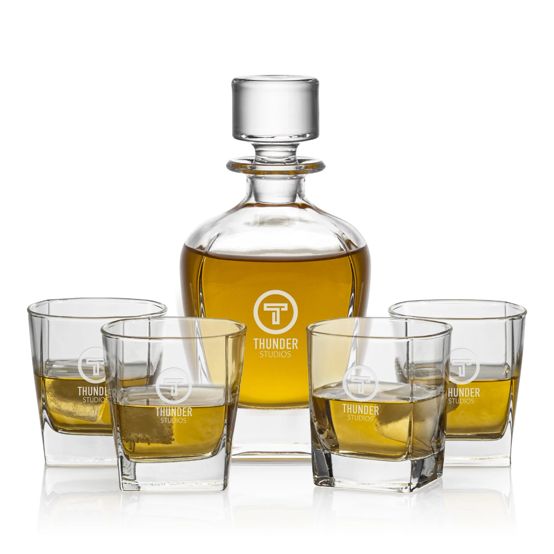 Decanter Set, Deep Etch, Decanter & 4 OTR