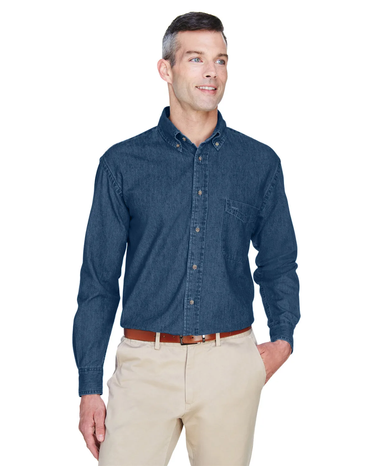 Harriton Men's Long Sleeve Denim Shirt