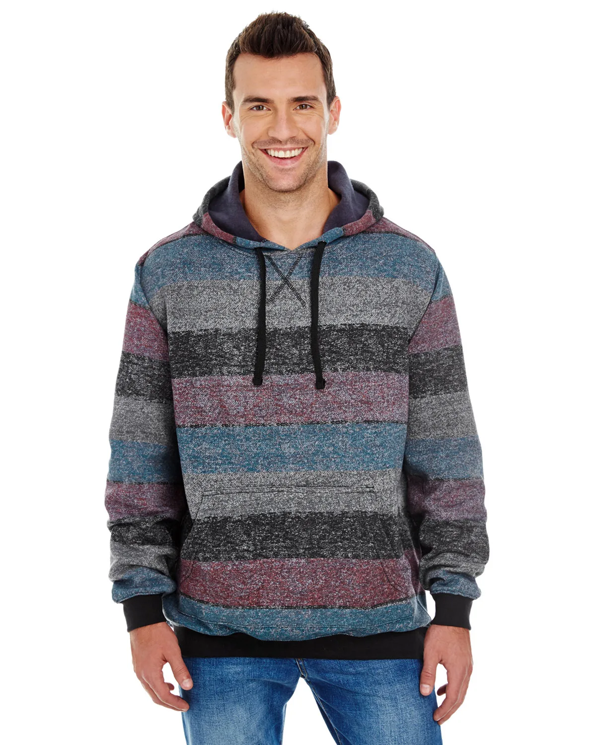 Burnside Men's Printed Stripe Marl Pullover view 3