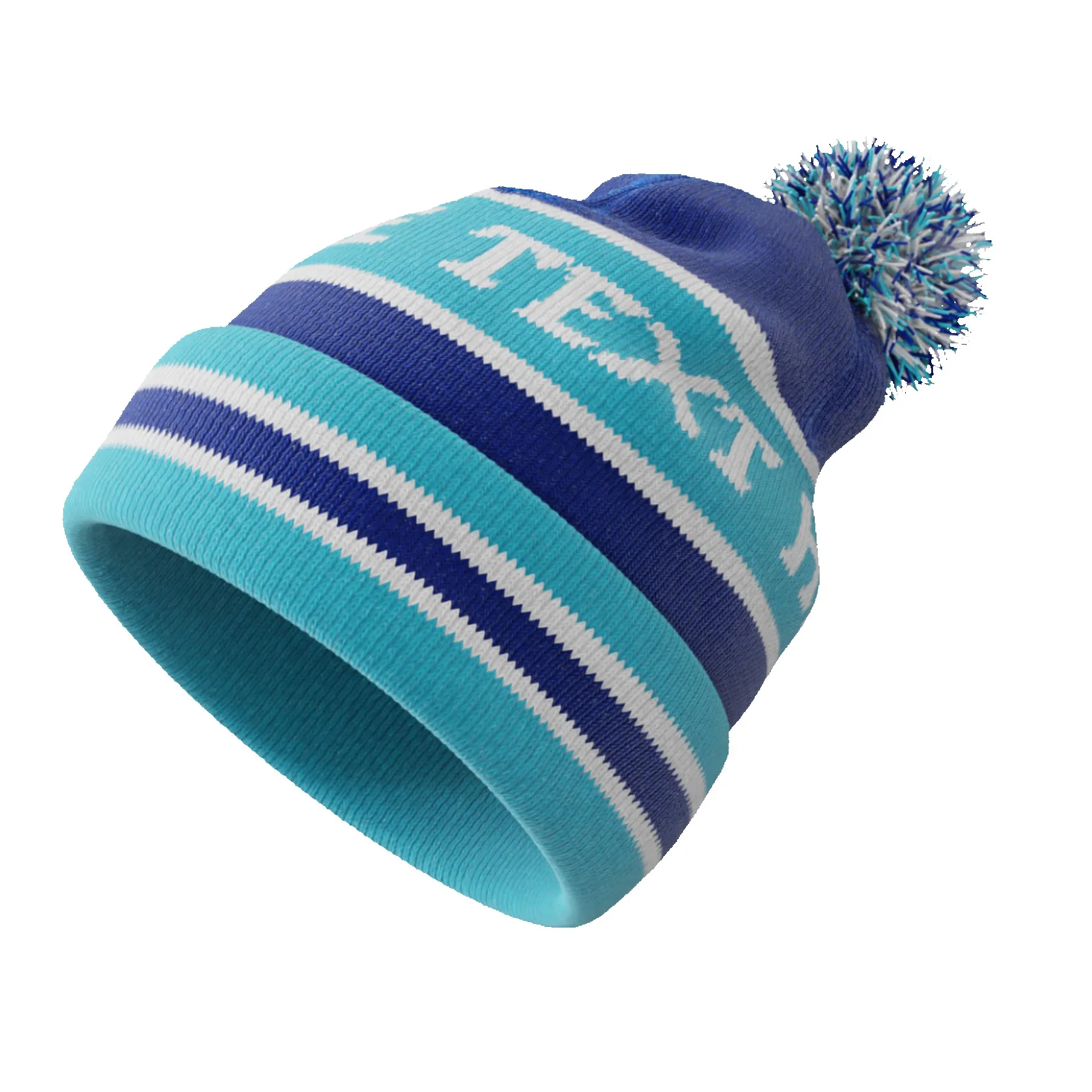 Knit Beanie w/Cuff & Pom view 2