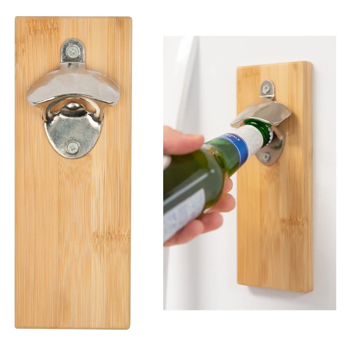 Bamboo Wall Mounted Bottle Opener view 3