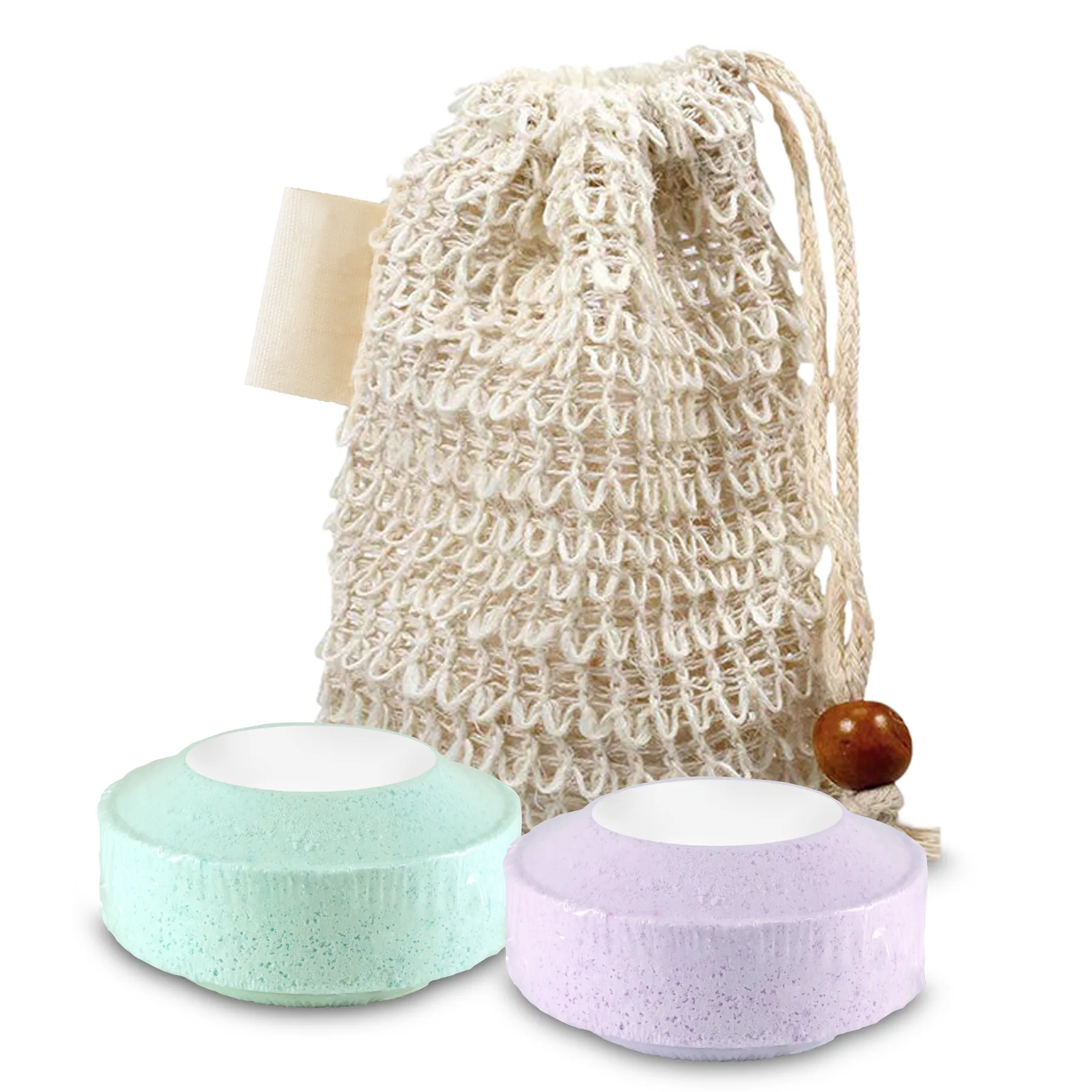 Loofah Bag with 2 Shower Steamers & Sewn-in Tag view 2