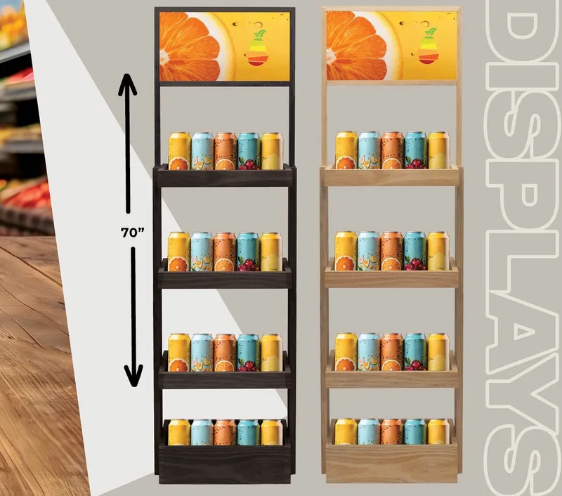 4-Shelf Wood Display Stand