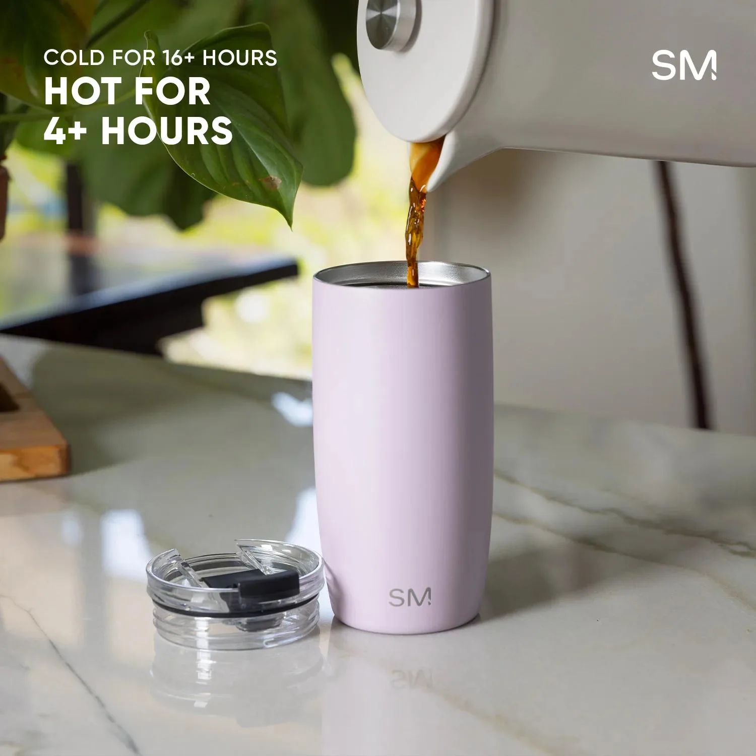 20 oz Simple Modern® Stainless Steel Double-Walled Insulated Voyager Tumbler Clear Flip Lid & Straw view 5