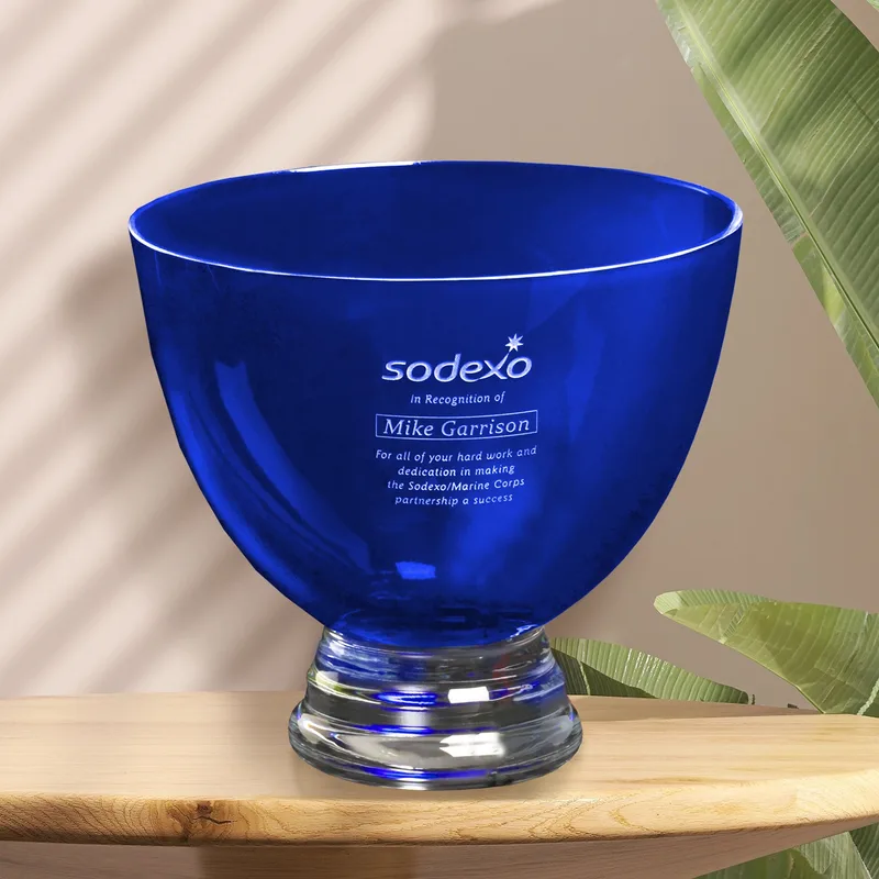 Cobalt Pedestal Bowl 8-1/2" Dia.