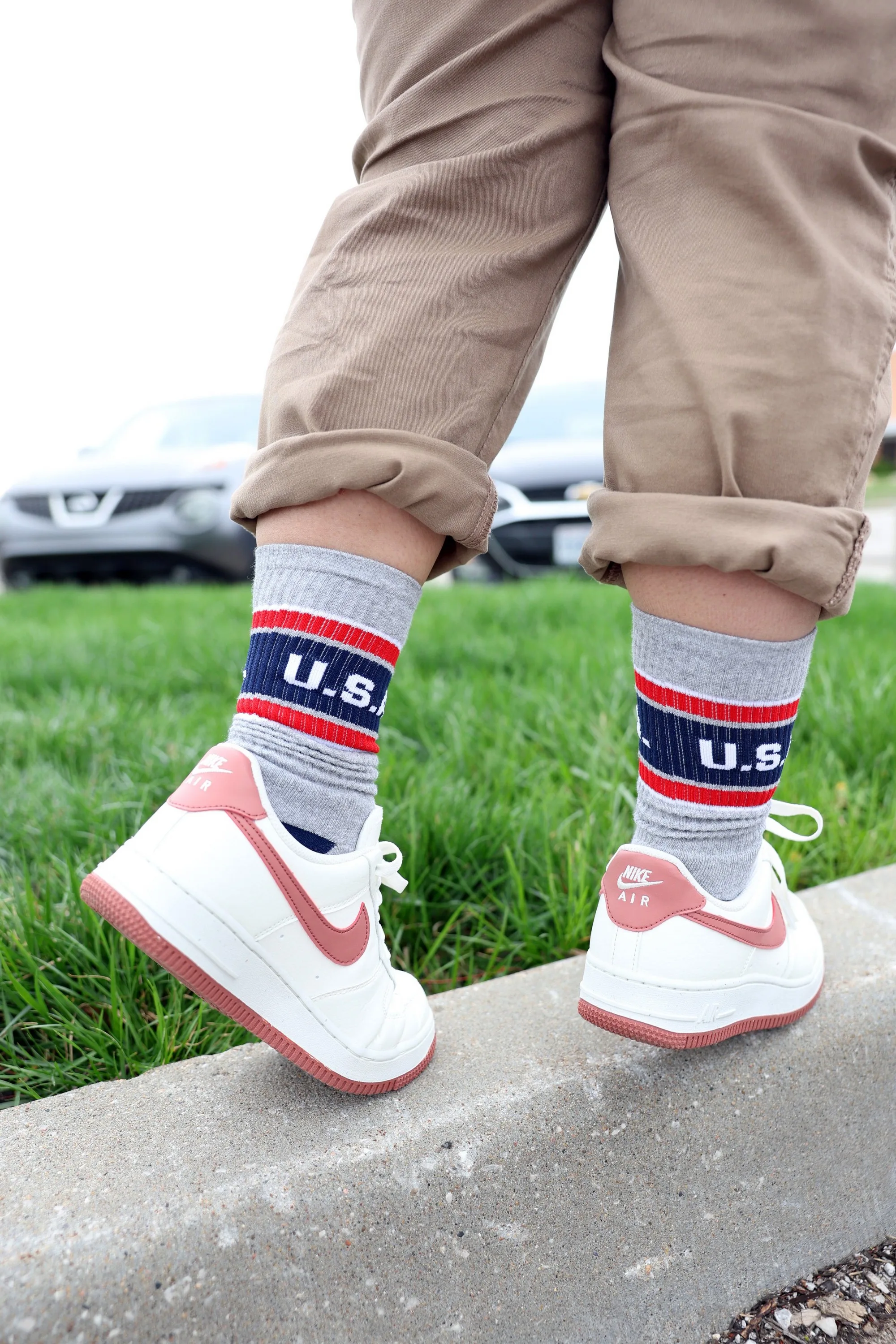 USA Made Ribbed Crew Athletic Sock view 2