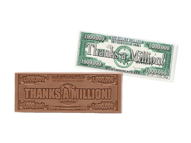Thanks-a-Million 2"x5" Themed Milk Chocolate Wrapper Bar
