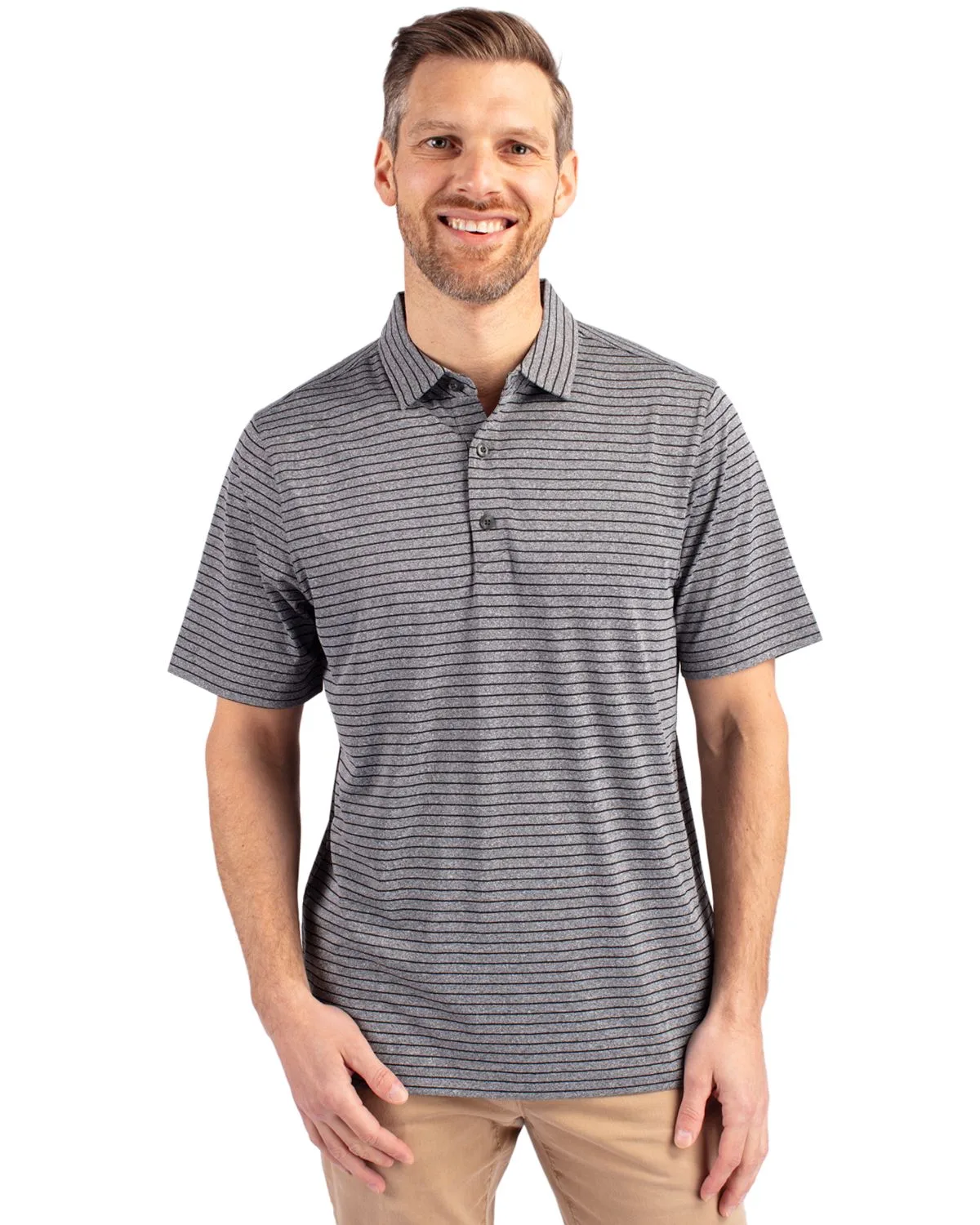 Cutter & Buck Forge Eco Heather Stripe Stretch Recycled Mens Polo