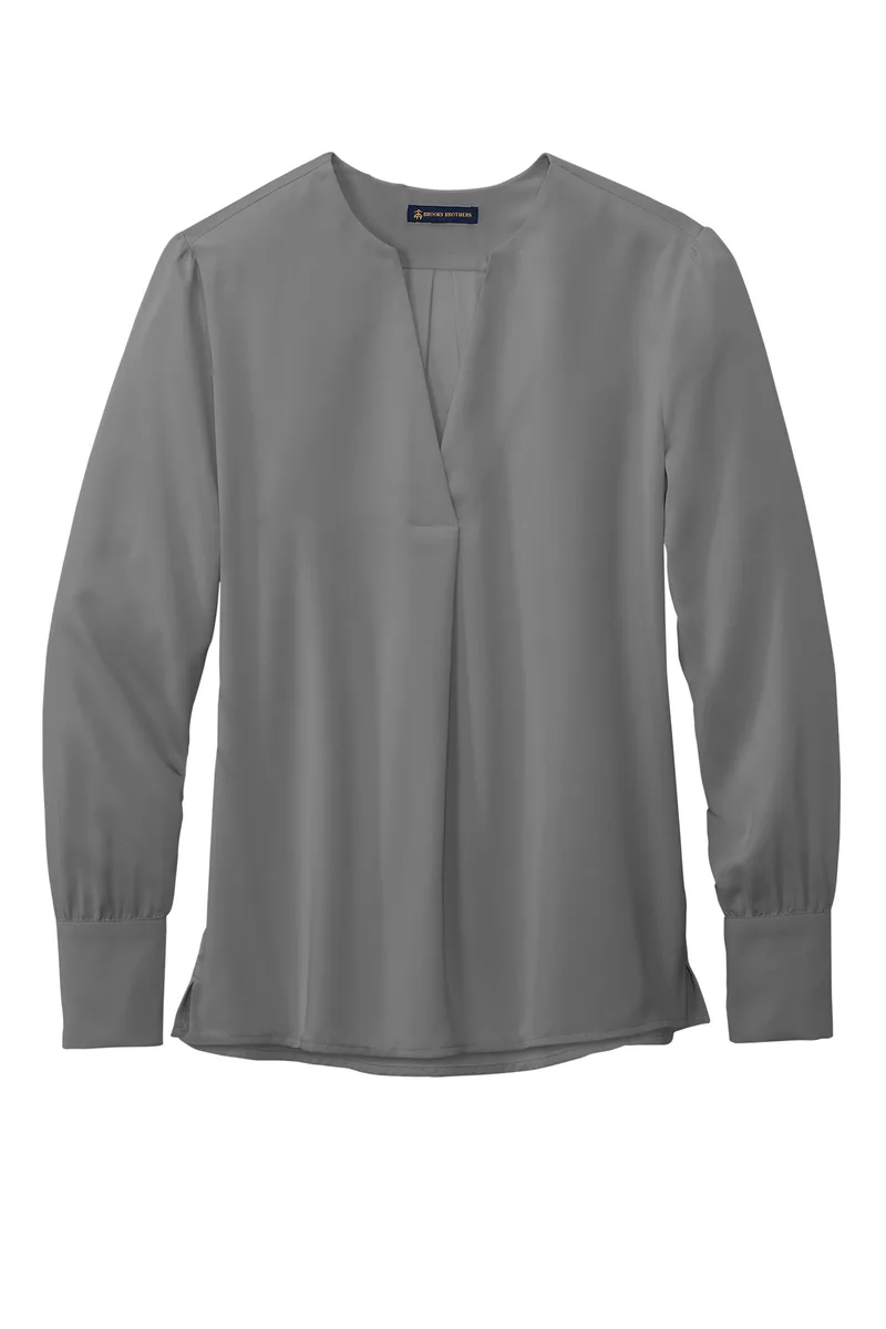 Brooks Brothers® Women's Open-Neck Satin Blouse view 3