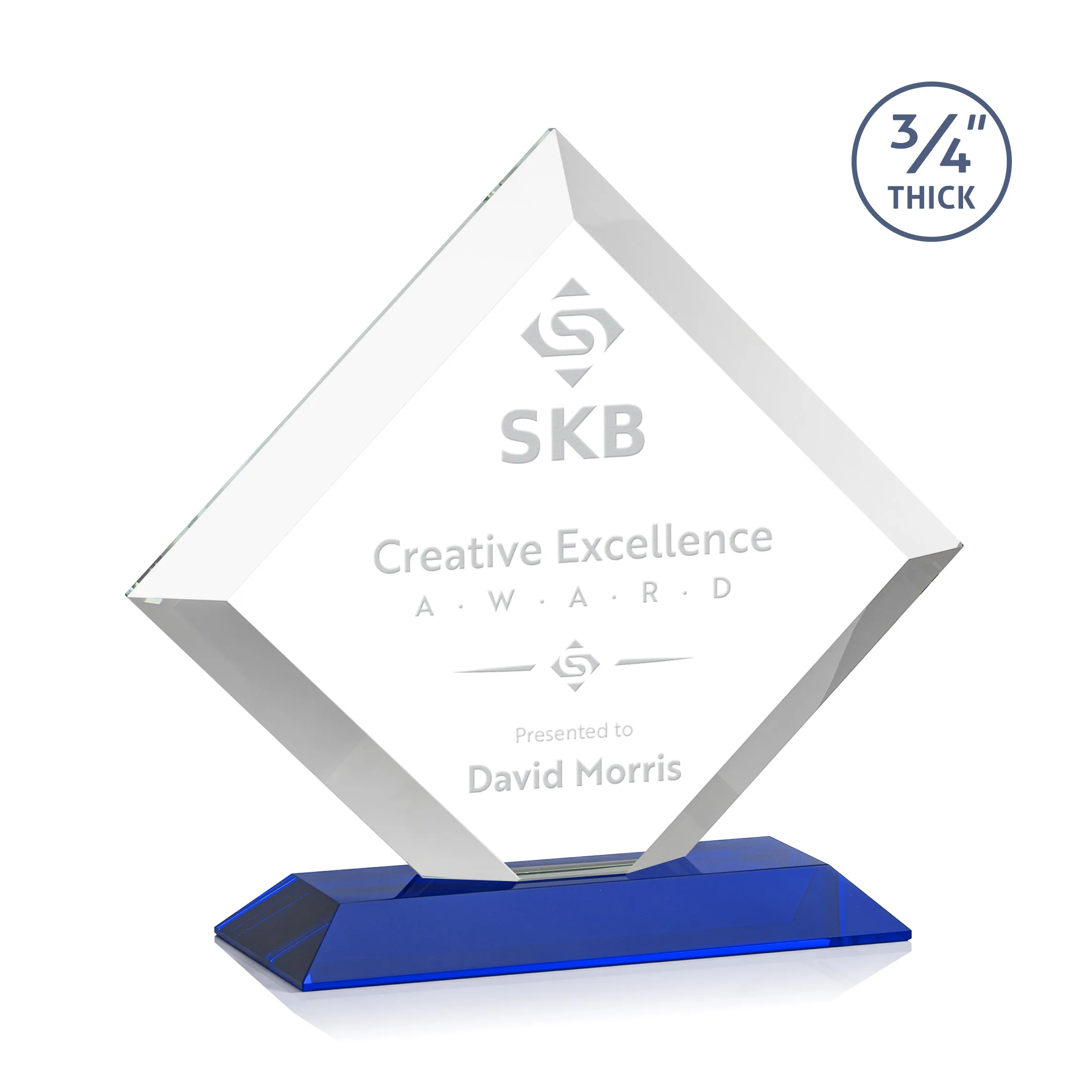 Deep Etch, Standard base, Blue, 9.5" x 8.75" x 3"