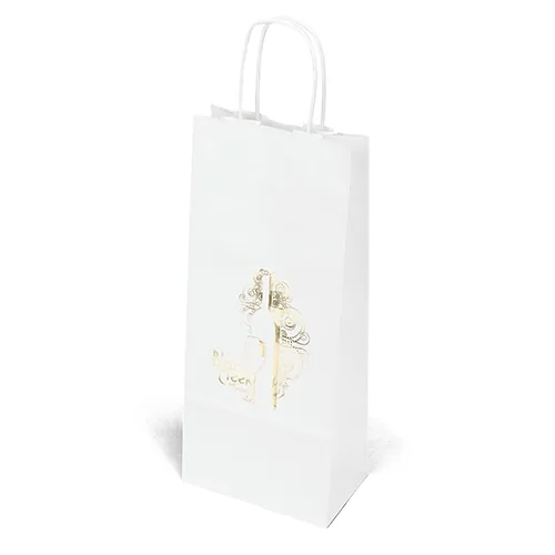 Vino - White Shopper - Foil Print (5 1/2" x 3 1/2" x 13")