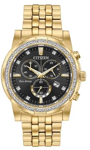 Citizen® Men's Corso Eco-Drive® Gold Watch w/Black Dial