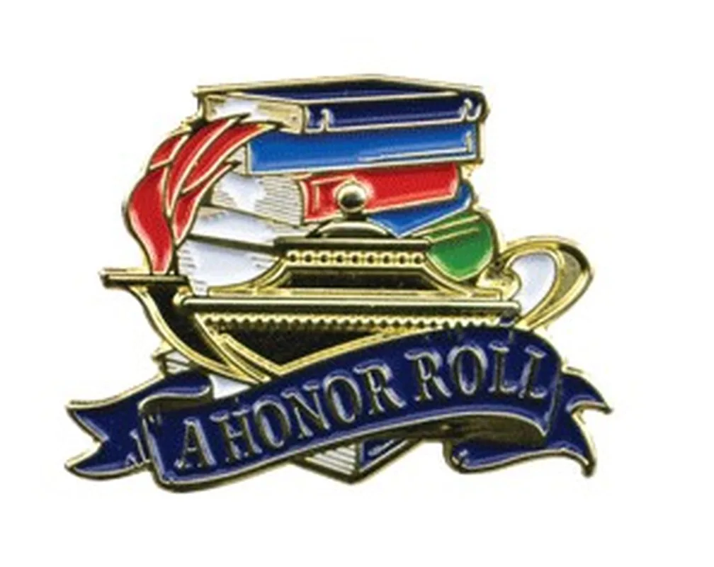 Bright Gold Educational A Honor Roll Lapel Pin (1-1/8")