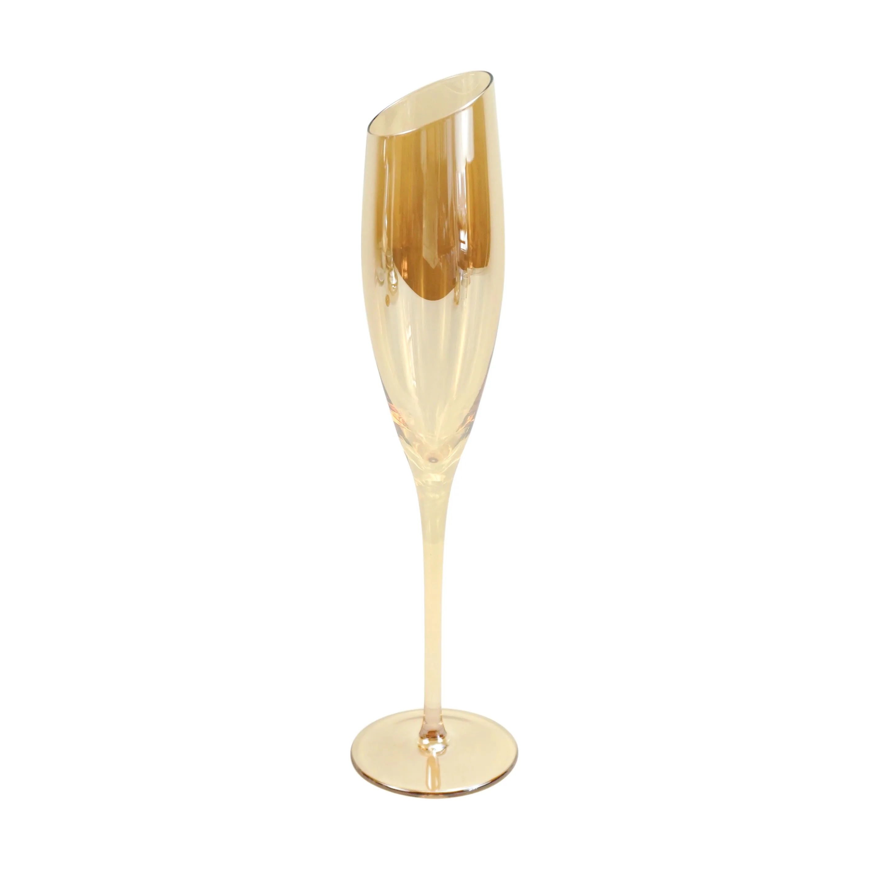 Jeanne Fitz Jeanne Fitz Slant Collection Champagne Glasses, Set Of 2, Gold