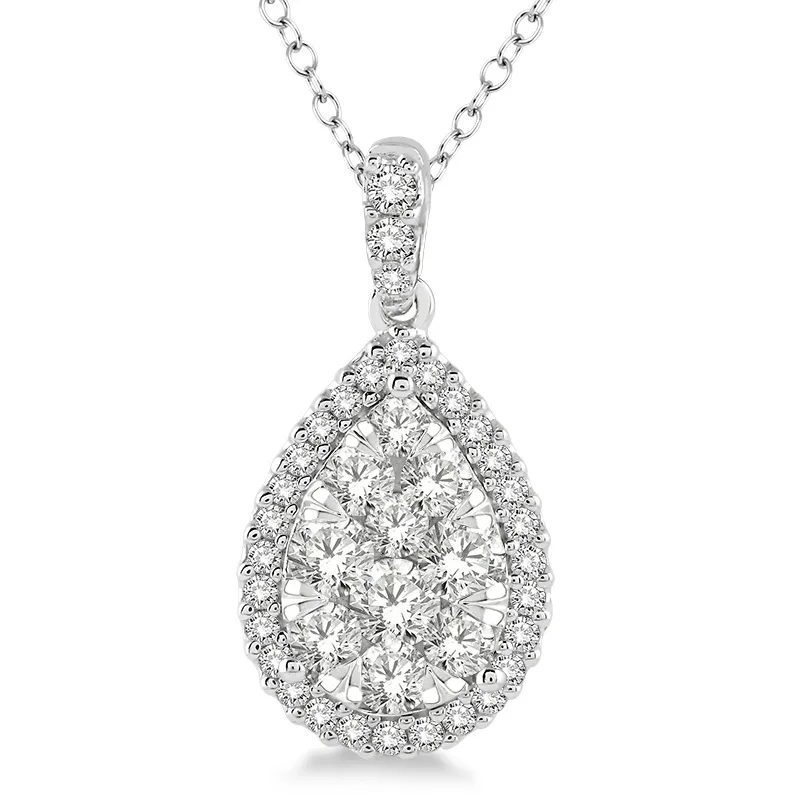 Jilco Inc Round White Gold Diamond Necklace - 0.75 Twt