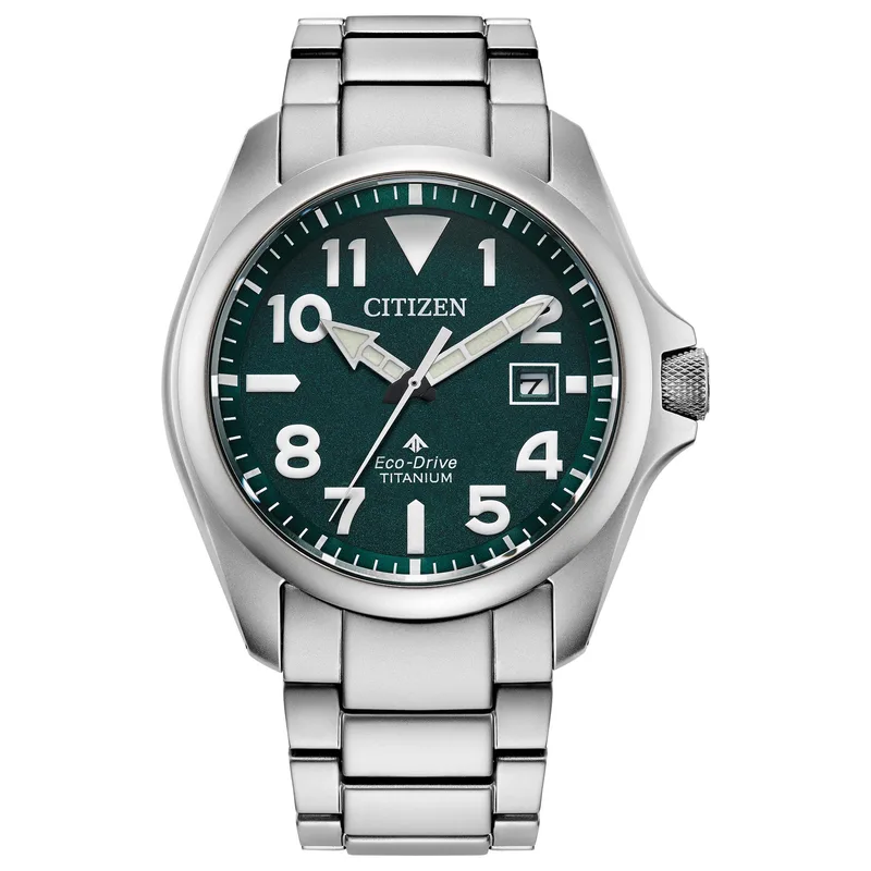 Citizen Watch Men's Promaster Land Super Titanium Bracelet Watch, Green Dial