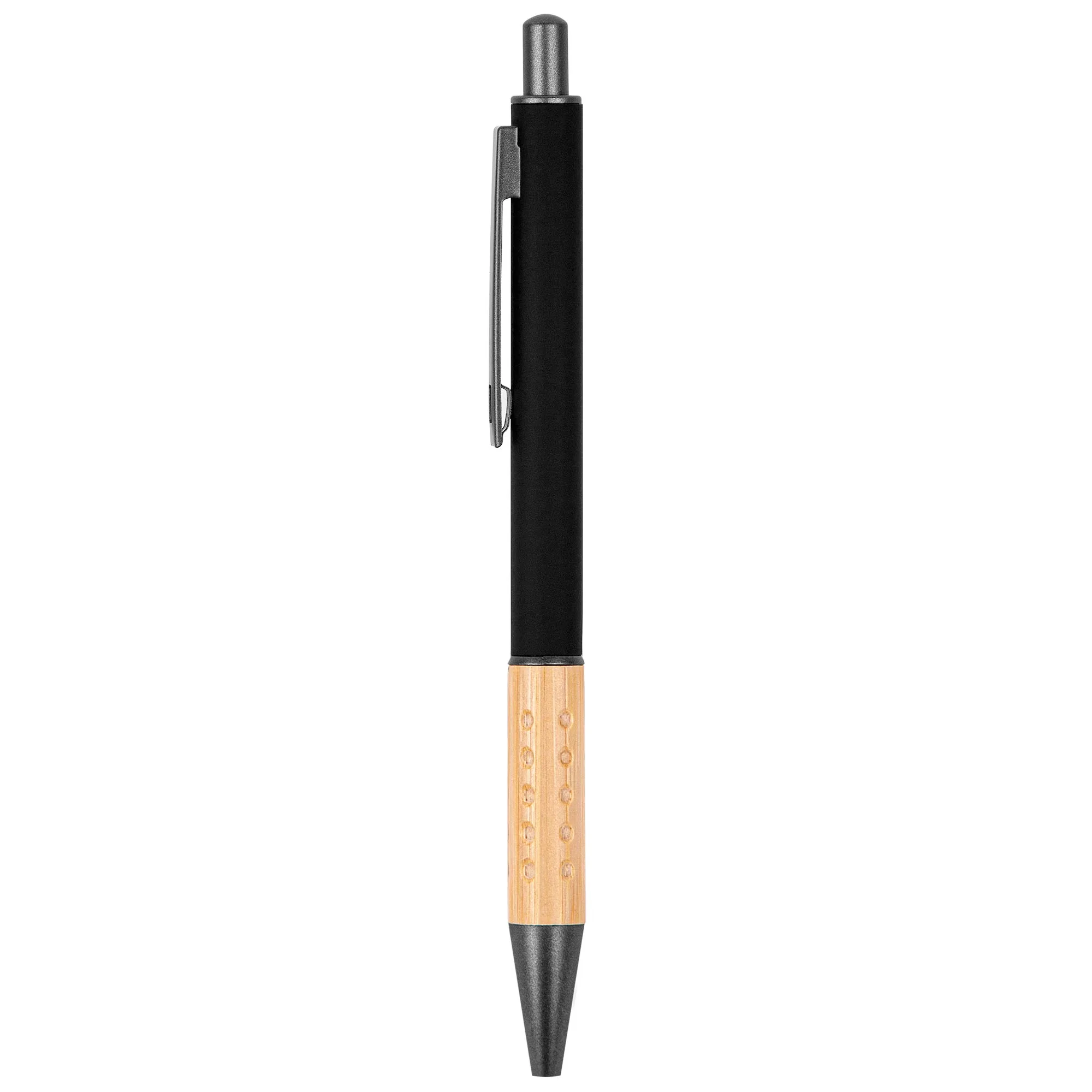 The Gosford Gunmetal Click-Action Ballpoint Pen w/Bamboo Accent view 2