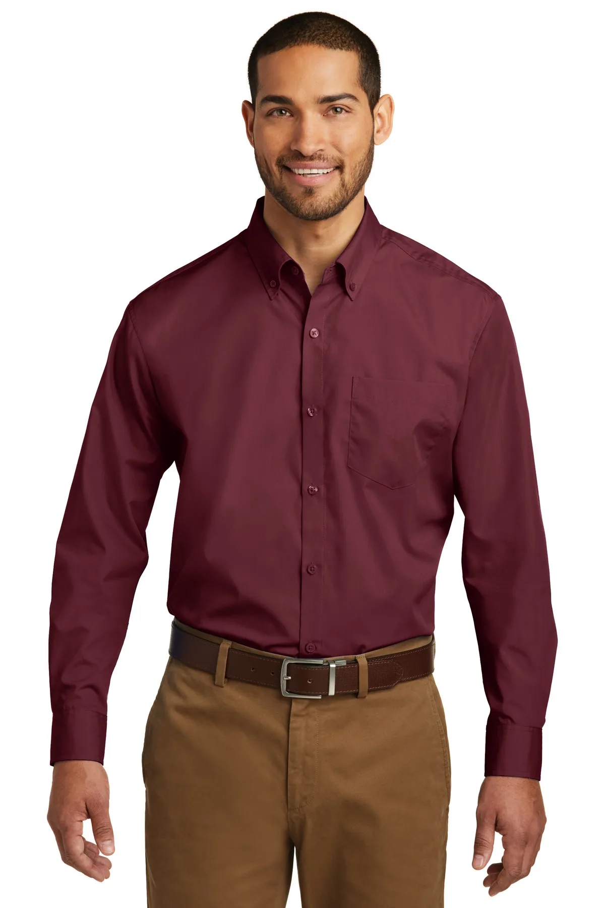 Port Authority® Long Sleeve Carefree Poplin Shirt. view 5