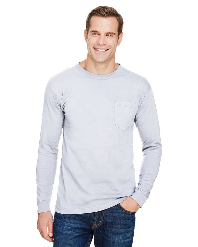 BAYSIDE Unisex USA Made Long-Sleeve Pocket T-Shirt