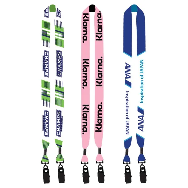 1" Double Ended Dye-Sublimated Lanyard with Metal Crimp & Metal Bulldog Clip view 2