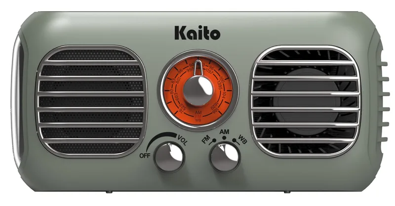 Kaito Emergency Radios & Wireless Mics Gray Retro Solar+Crank Am/Fm/Noaa Weather Radio W/Flashlight