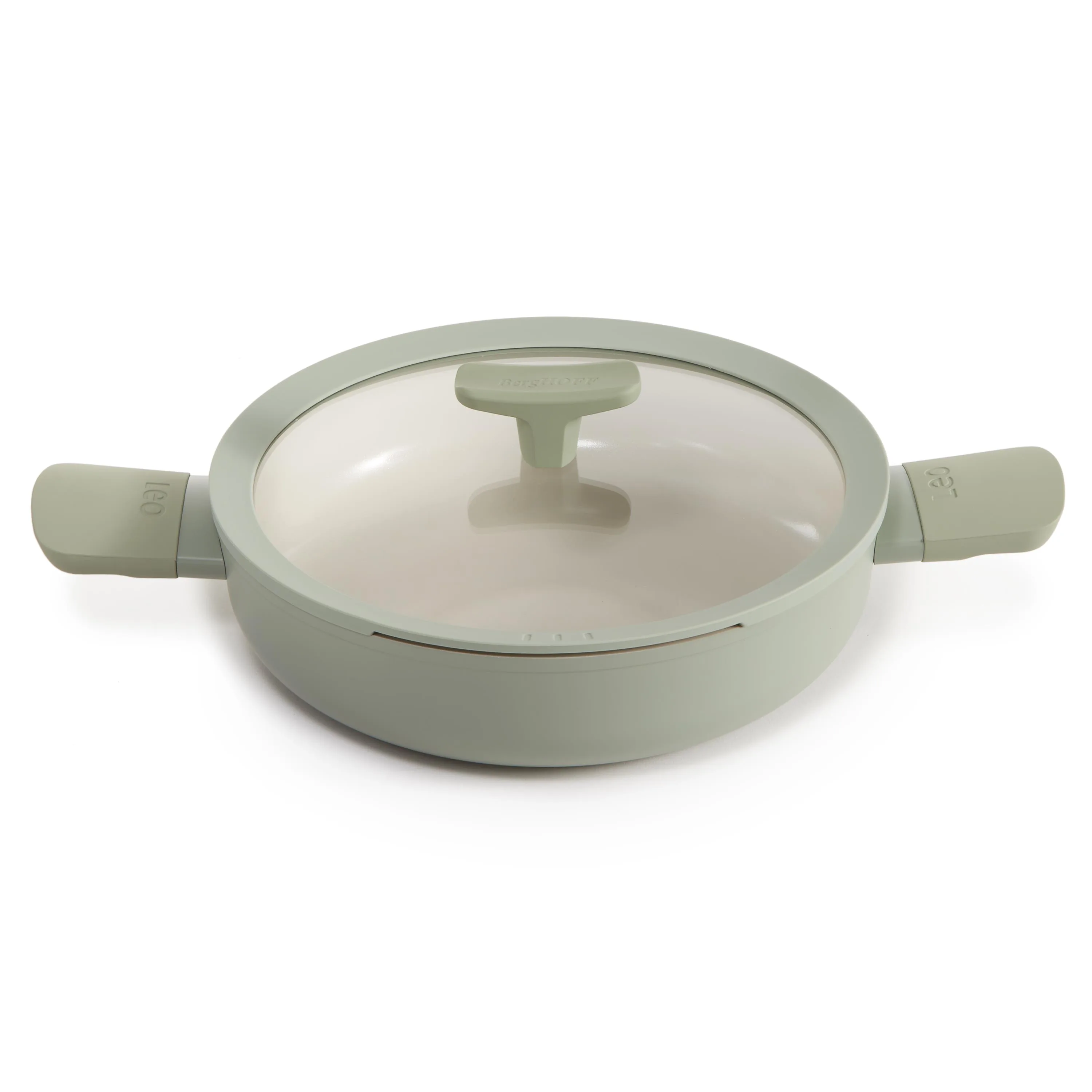 BergHoff Leo Balance Ns Ceramic Sauté Pan 10.25", 3.1Qt. w/Glass Lid, Recycled Aluminum, Sage