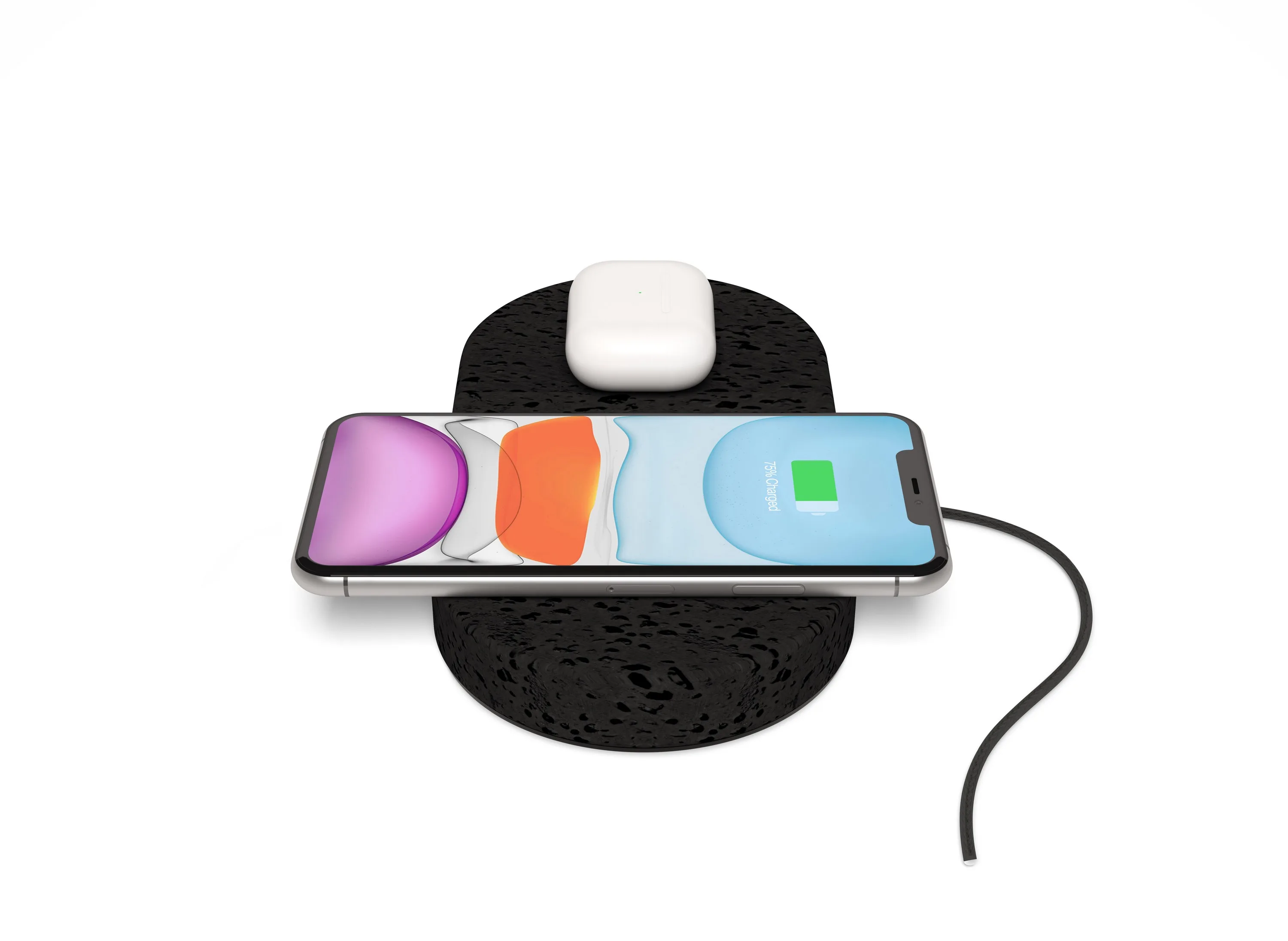 Einova Dual Charging Stone w/Two Wireless 10W Qi Charging Spots - Lava