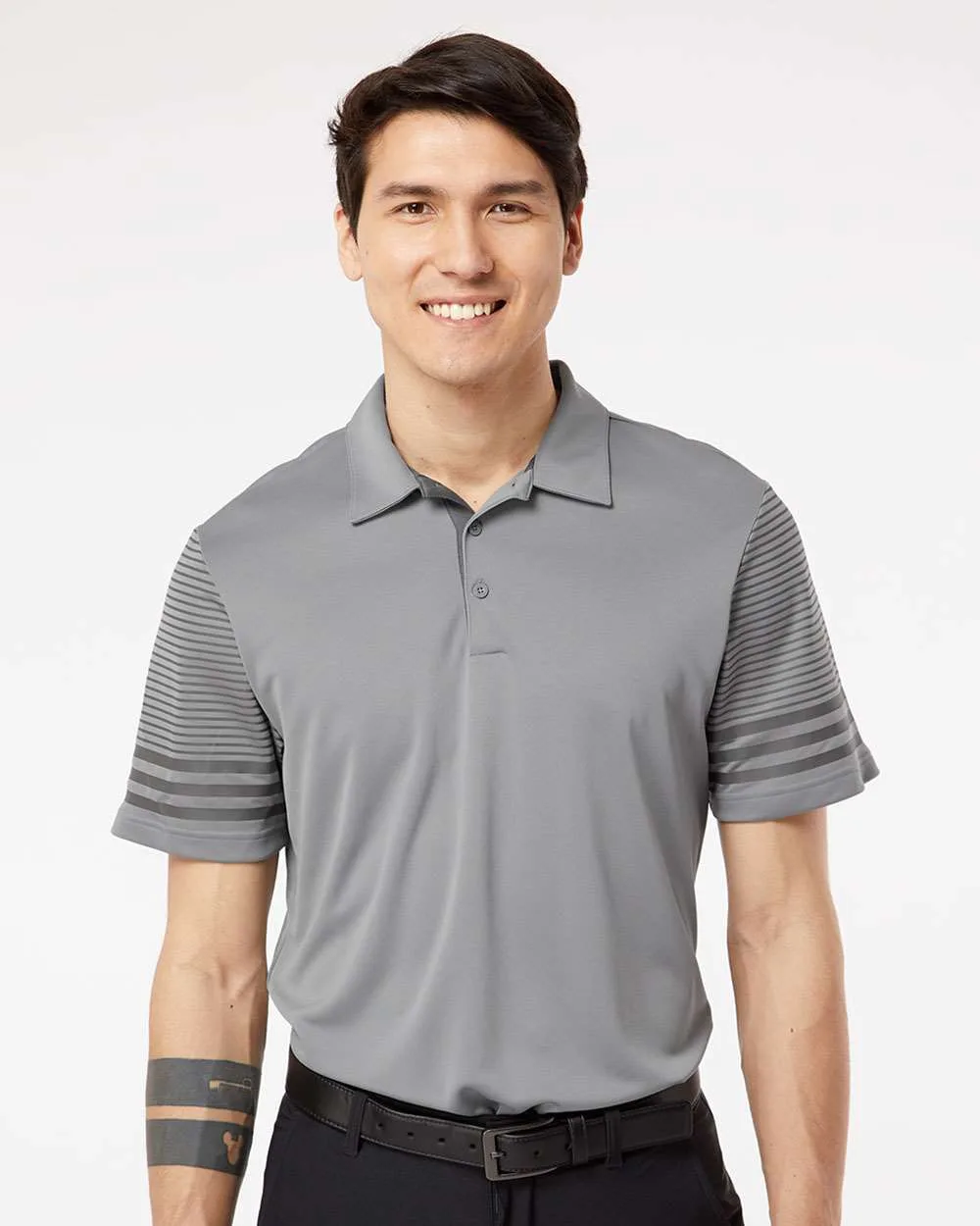 Adidas® Striped Sleeve Polo view 3