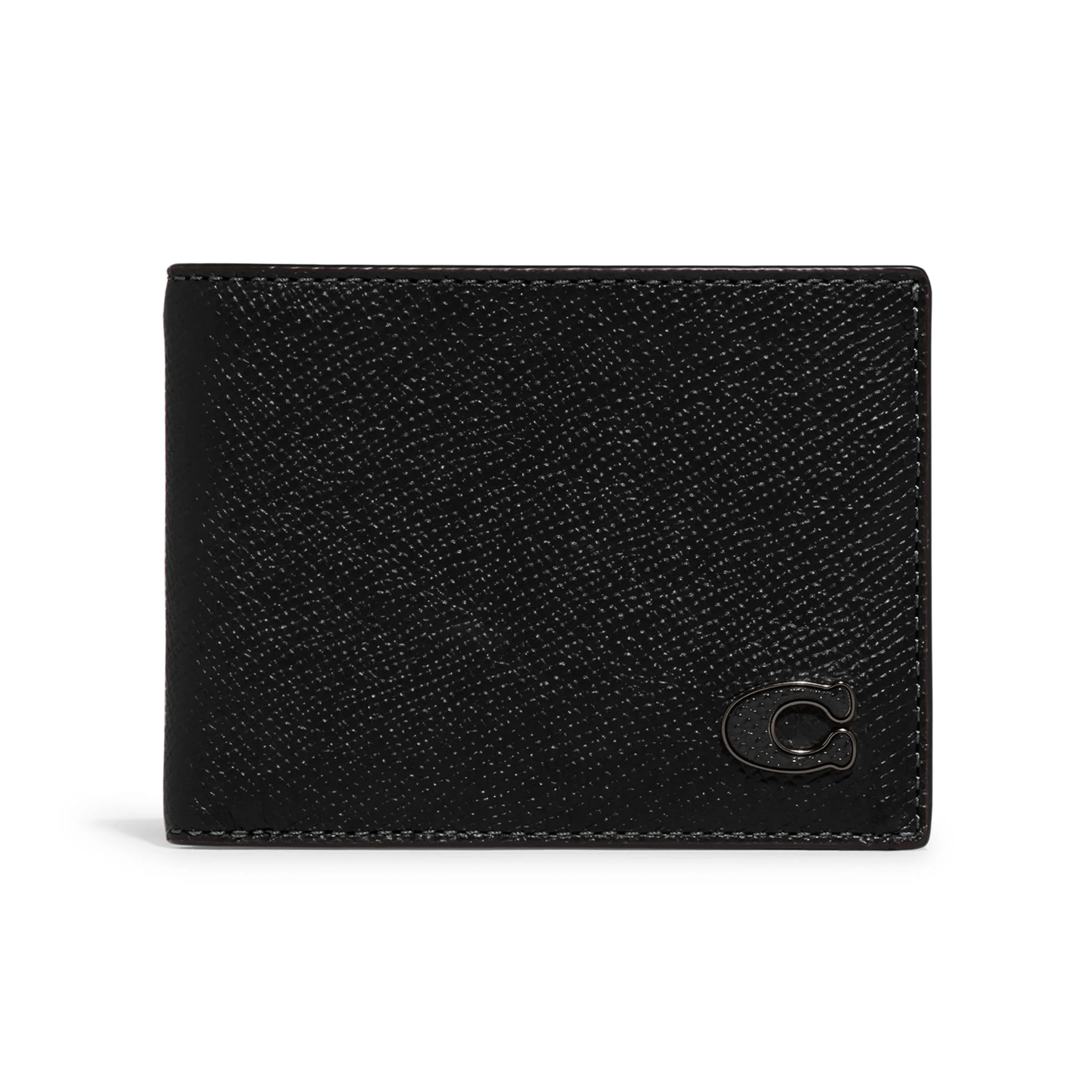 COACH® Mens Crossgrain Leather Slim Billfold - Black