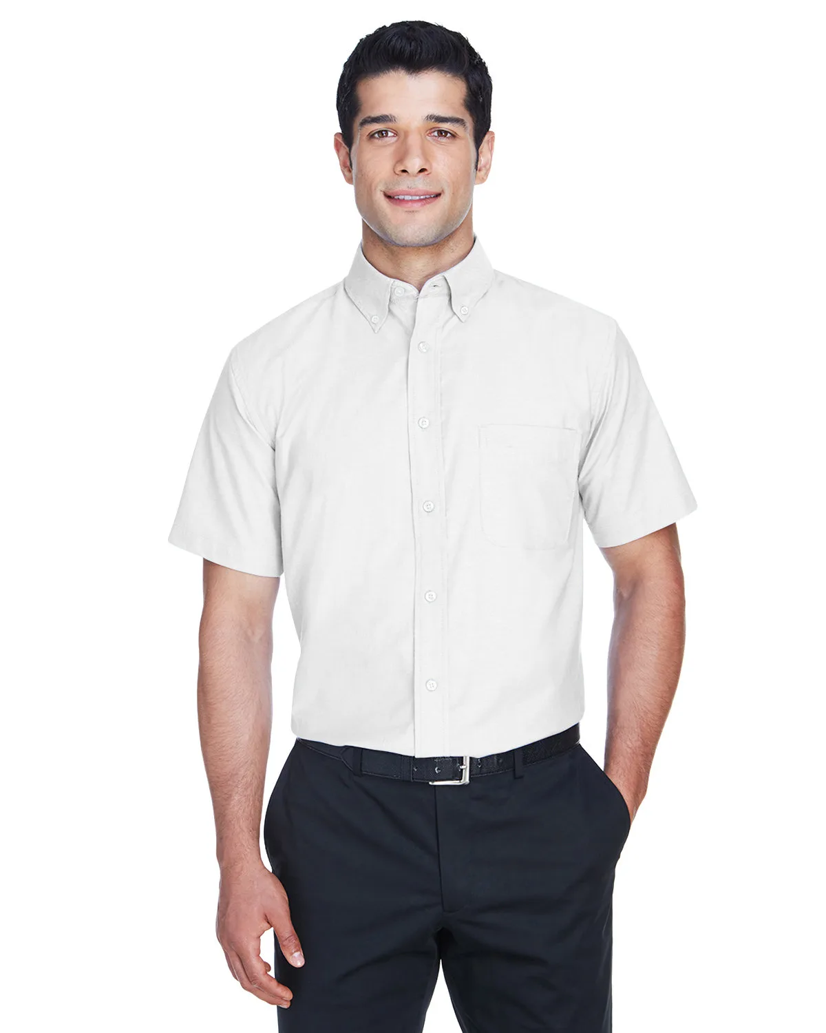 Harriton Men's Short-Sleeve Oxford Shirt w/Stain-Release view 3