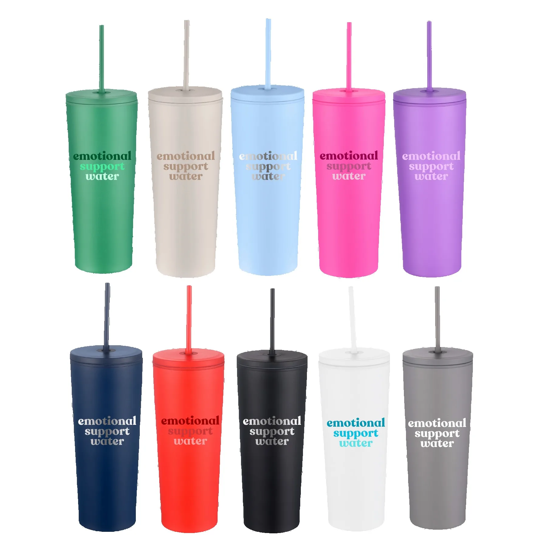 24 Oz. Double Wall Tumbler w/Leak Resistant Plastic Straw