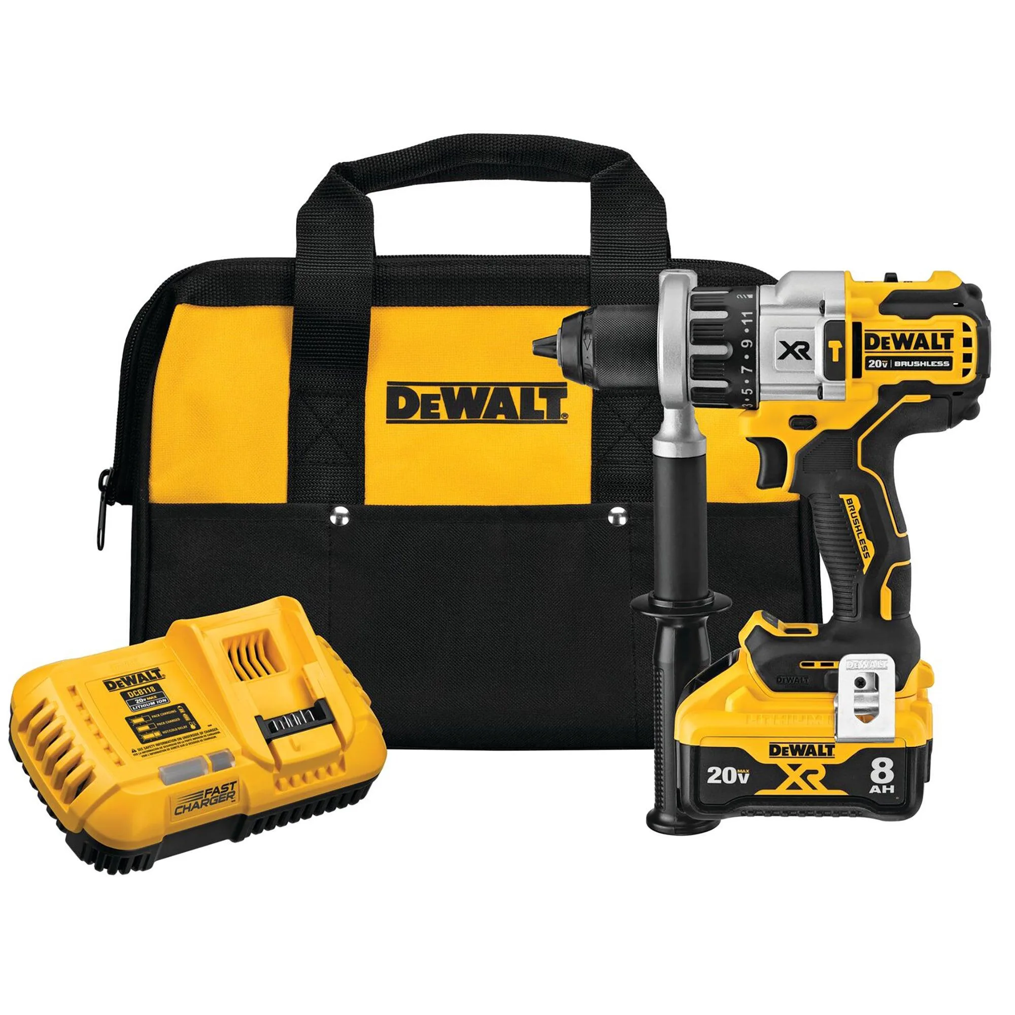 DeWalt 20V Max Xr Brushless Cordless 1/2" Hammer Drill/Driver W/ Power Detect Kit