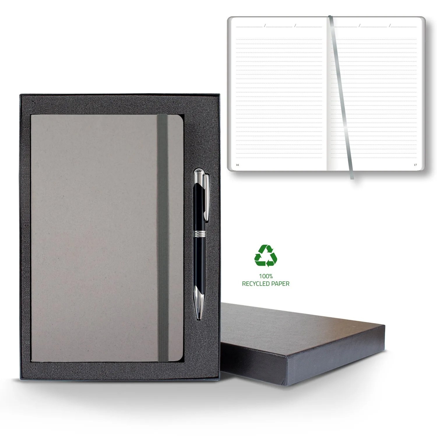 Castelli Carapace Medio Lined Recycled White Page Journal Gift Set view 2
