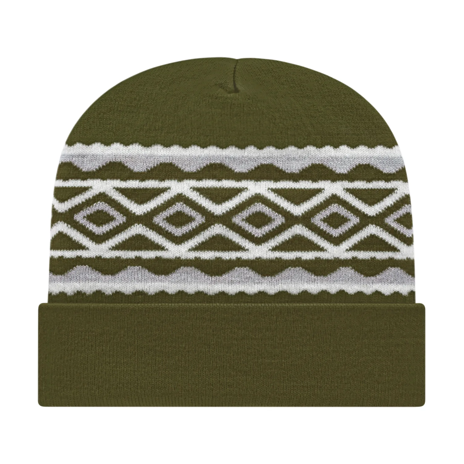 Diamond Pattern Knit Cap with Cuff view 4