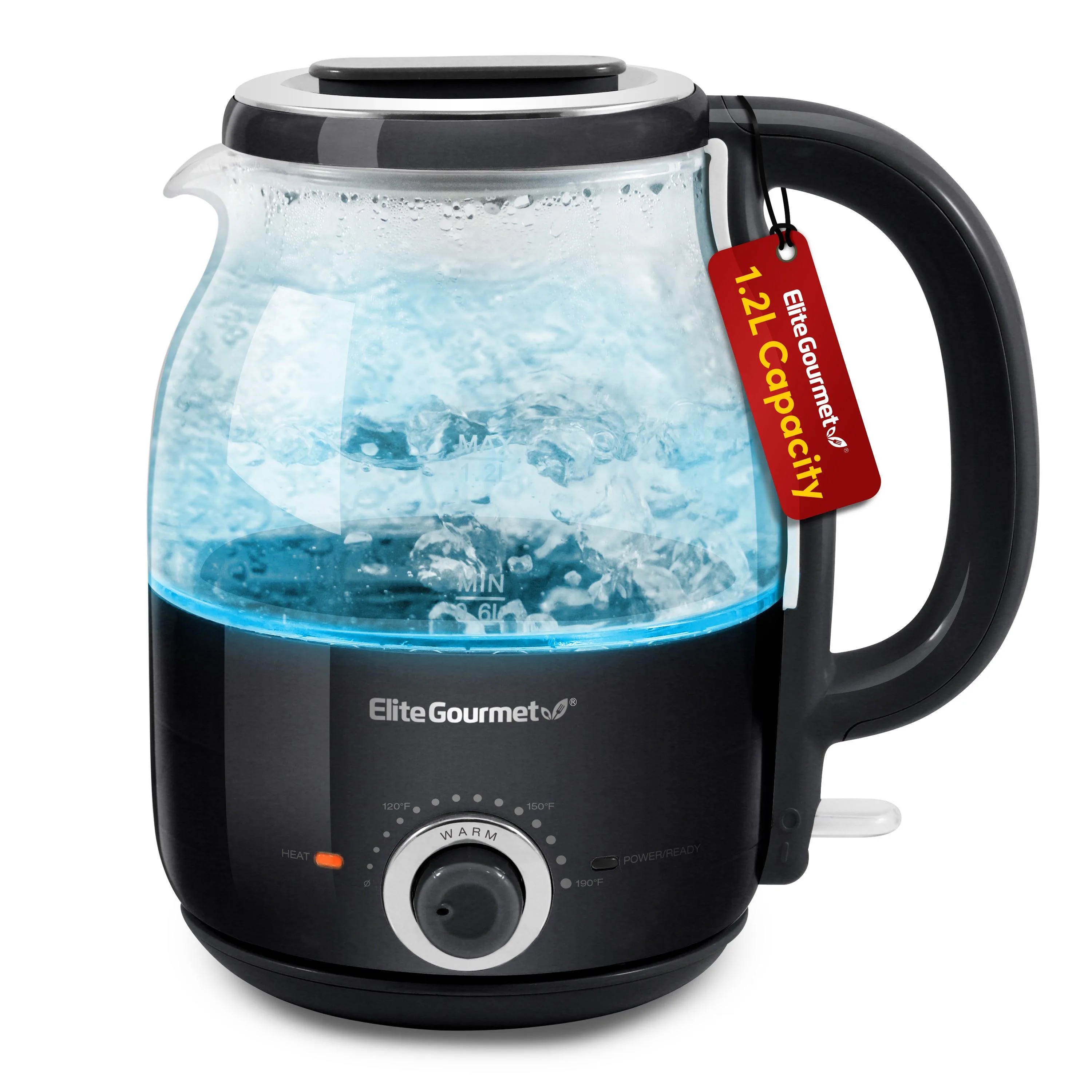 Elite 1.2L Electric Bpa-Free Glass Kettle Black