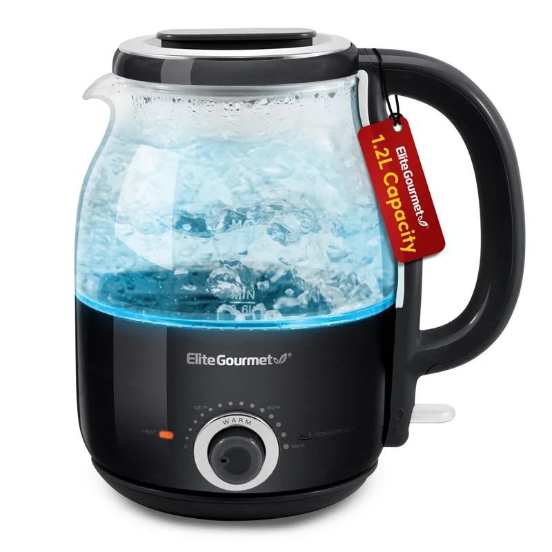 Elite 1.2L Electric Bpa-Free Glass Kettle Black