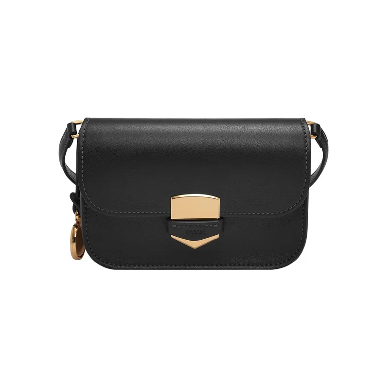 Fossil Lennox Small Flap Crossbody Black Bag