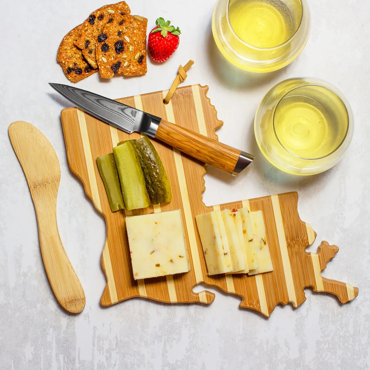 Louisiana Charcuterie Board with Spreader Knife Gift Set view 4