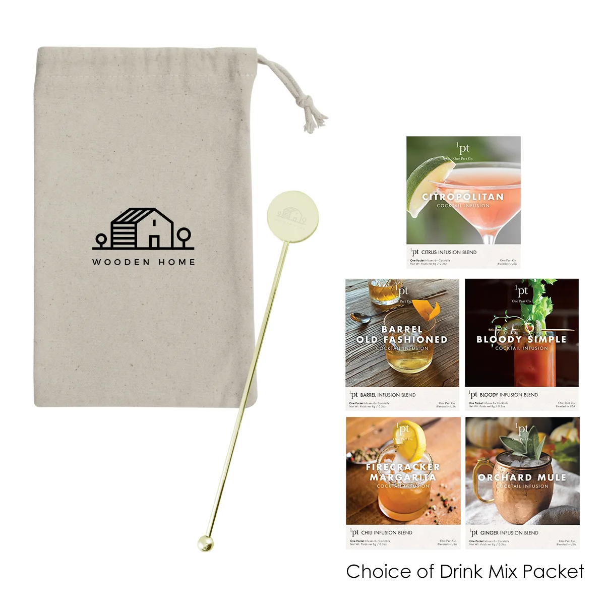 Stainless Steel Cocktail Stirrers With Cocktail Infusion Drink Packet view 2