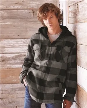 Burnside® Quilted Flannel Full Zip Hooded Jacket view 2