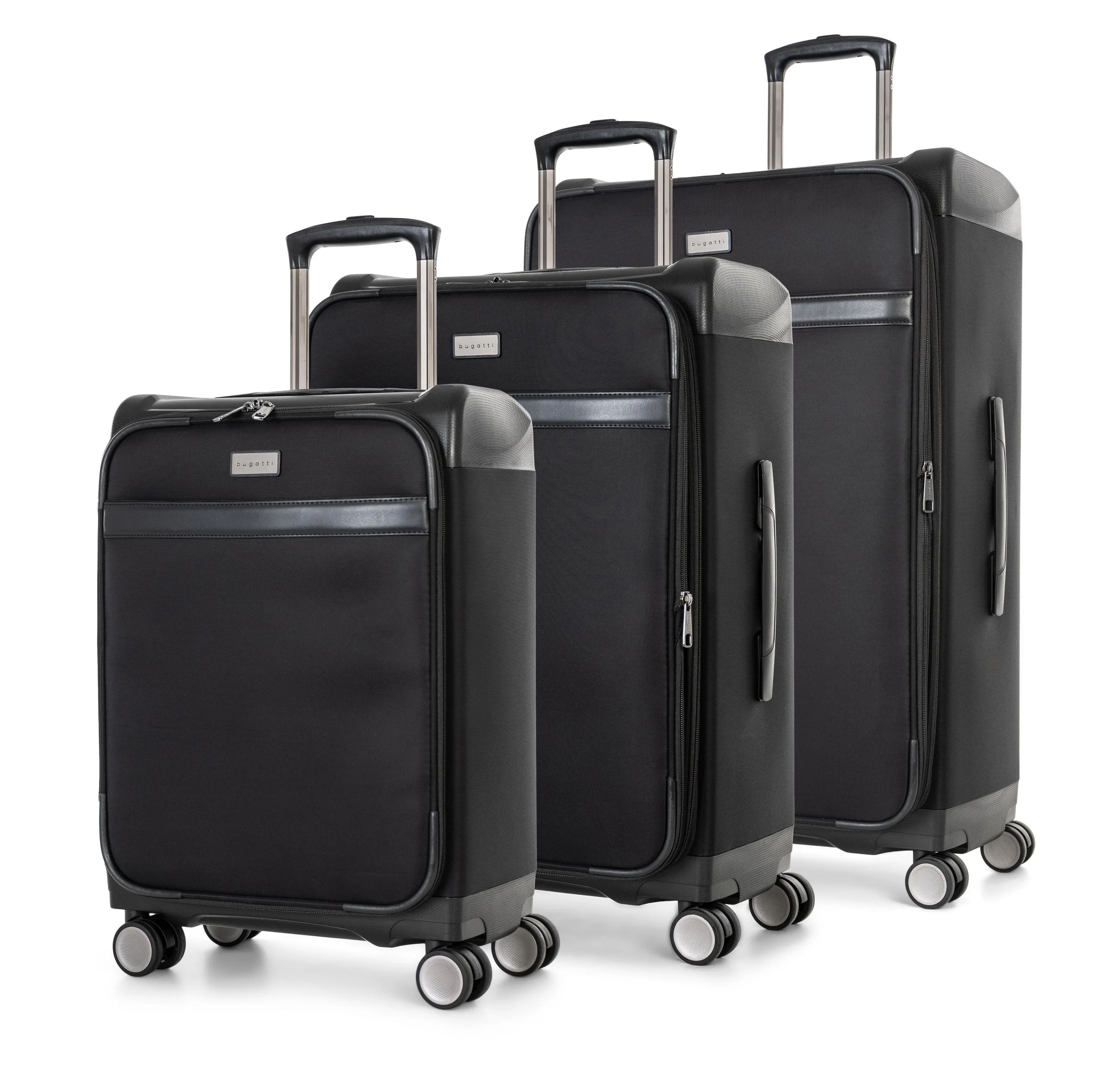 Bugatti Washington-3 Pcs Soft Side Luggage Set-Black