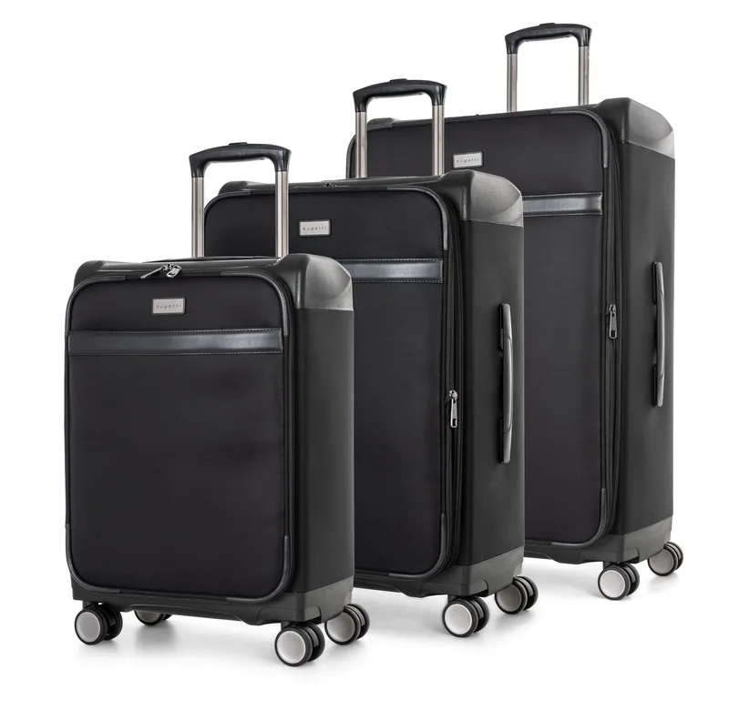 Bugatti Washington-3 Pcs Soft Side Luggage Set-Black