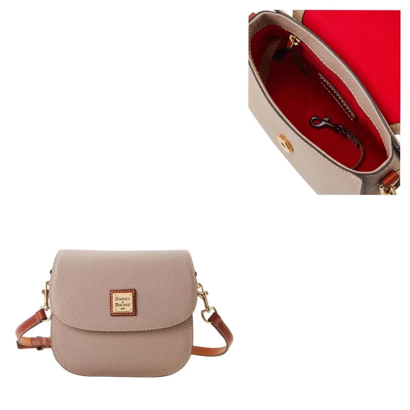 Dooney & Bourke Taupe Pebble Grain Saddle Bag