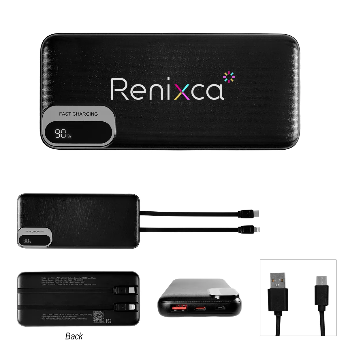 10,000 Mah Power Bank With Built-in Cables view 2