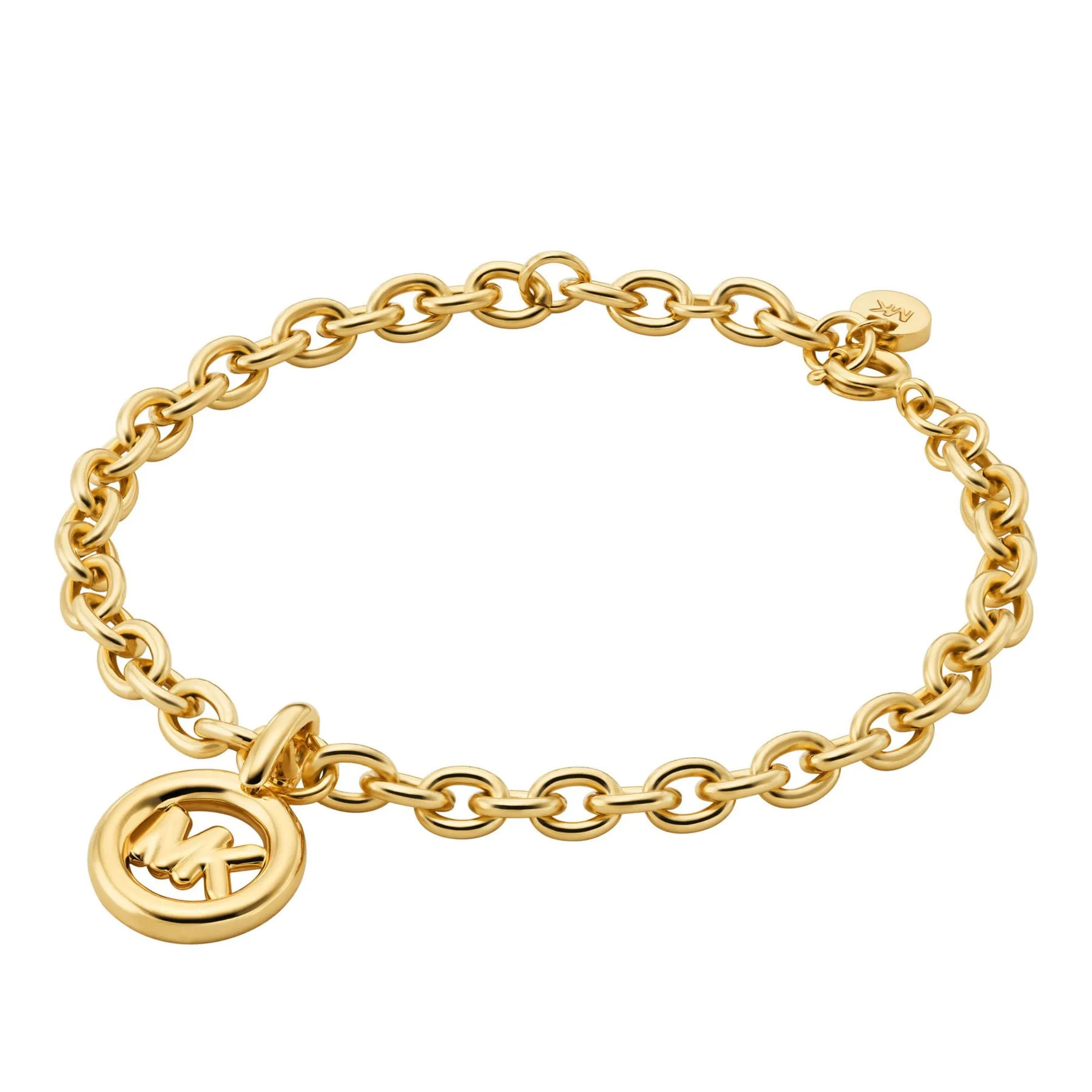 Michael Kors Logo Charm Chain-Link Bracelet in Gold
